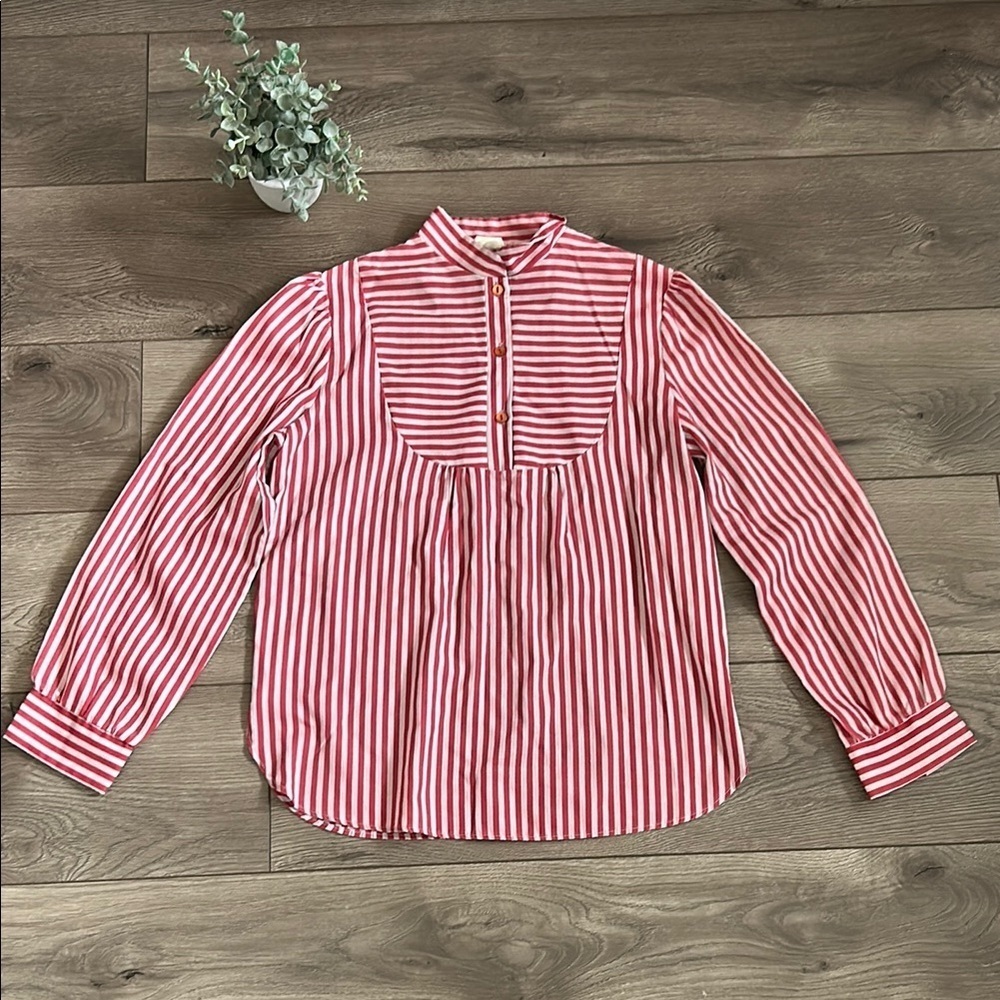 Vintage RoVel of California Red and White Striped Button-Up Blouse